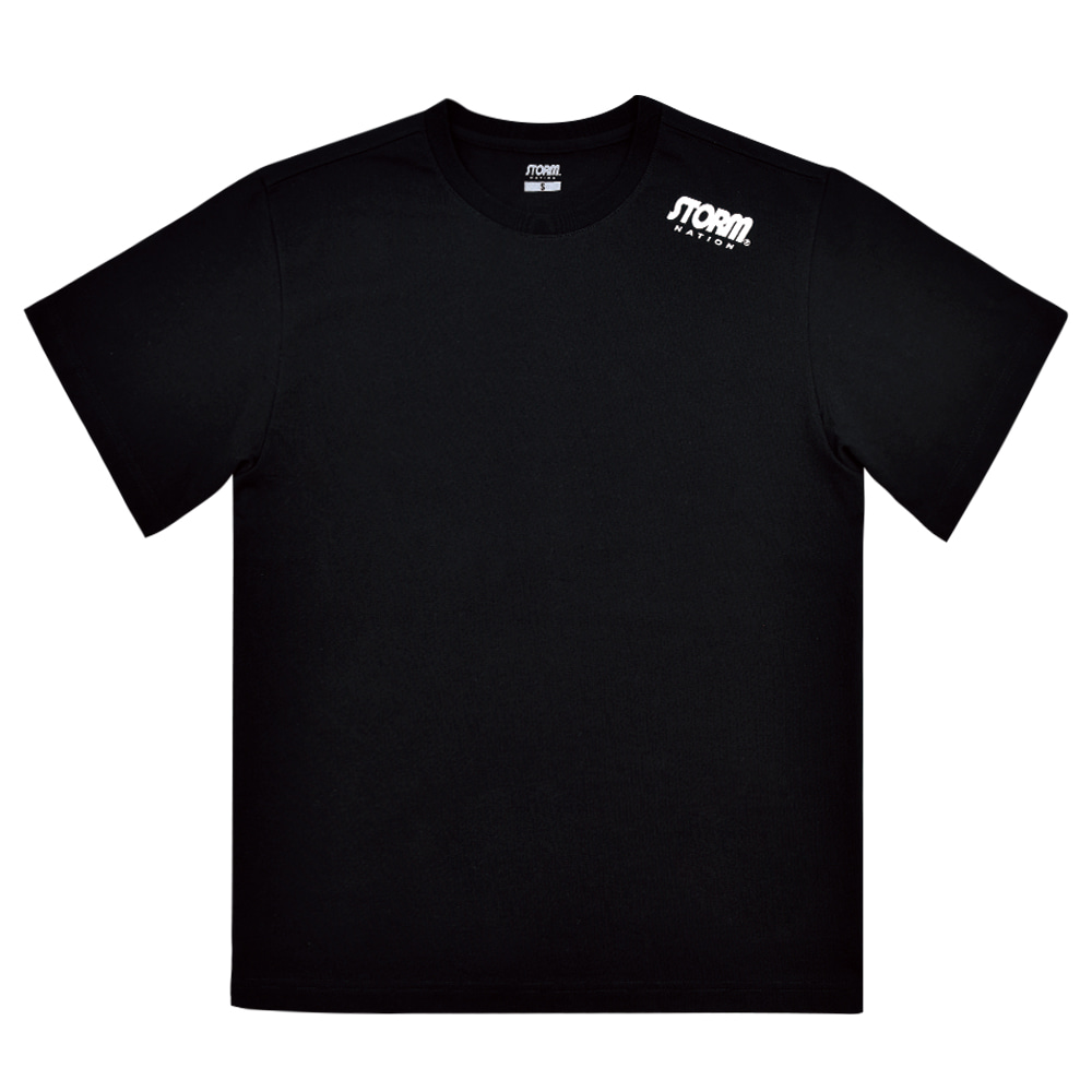 스톰 - JTR 007 라운드 면 티셔츠 (블랙) / 오버핏 / 남여공용